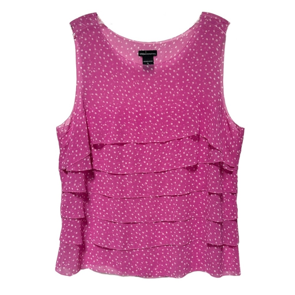 Moda International Tiered Ruffle Sleeveless Blouse
